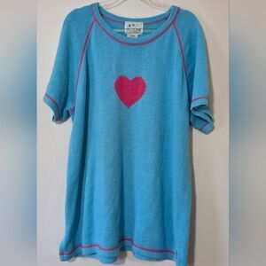 Quacker Factory Short Sleeve Sweater Size Large Heart